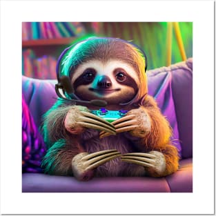 Gamer Sloth Posters and Art